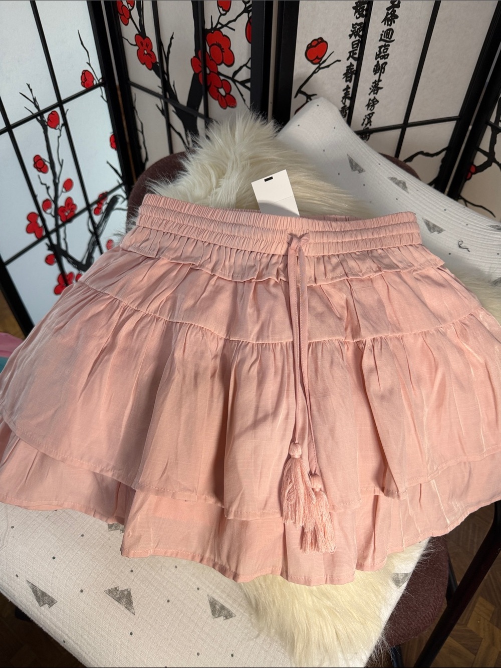 Pink Tiered Tassel Skirt